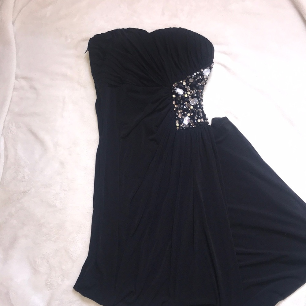 Sexy Black Beadings Prom Dress Long With Split On Sale main image 1